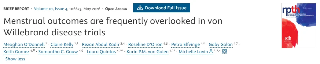 Are We Overlooking What Matters Most to Women with Von Willebrand Disease? - RPTH Journal 1 RPTH Journal