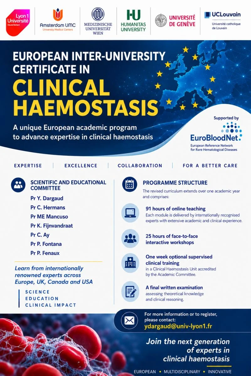 A New European Programme in Clinical Haemostasis - CRH French Reference Center for Hemophilia Lyon 1 A New European Programme in Clinical Haemostasis - CRH French Reference Center for Hemophilia Lyon