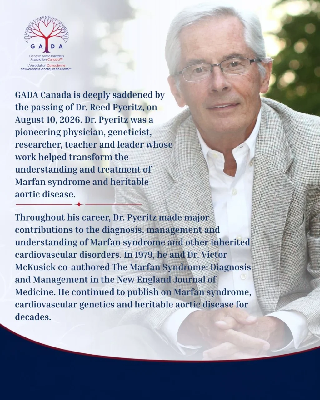 Honoring the Life and Legacy of Dr. Reed Pyeritz - GADA Canada 1 Honoring the Life and Legacy of Dr. Reed Pyeritz - GADA Canada