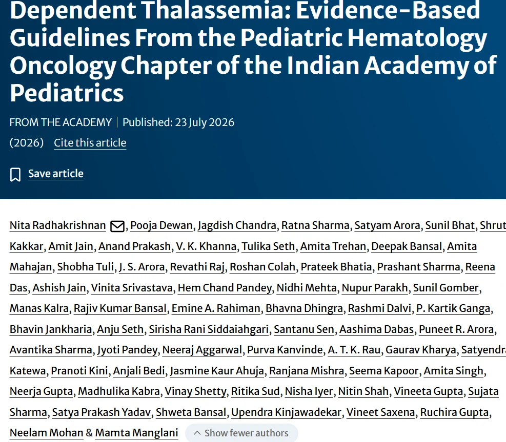 Nita Radhakrishnan։ New Evidence-Based Guidelines for Transfusion-Dependent Thalassemia 1 Nita Radhakrishnan։ New Evidence-Based Guidelines for Transfusion-Dependent Thalassemia