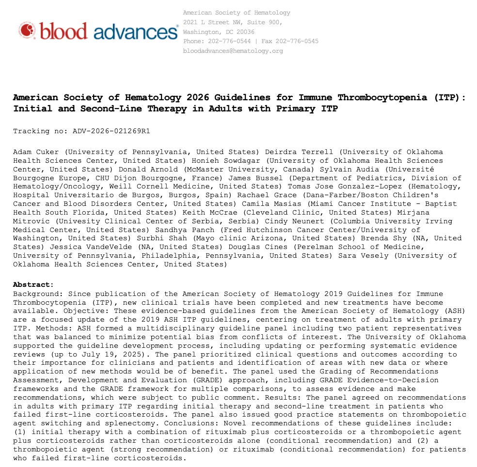 Luis Oliverio Ambriz Garcia: ASH 2026 Guidelines - What’s New in ITP? 1 Luis Oliverio Ambriz Garcia: ASH 2026 Guidelines - What’s New in ITP?