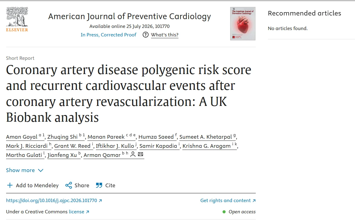 Arman Qamar: Can Polygenic Risk Scores Help Predict Future Events After Revascularization? 1 Arman Qamar: Can Polygenic Risk Scores Help Predict Future Events After Revascularization?
