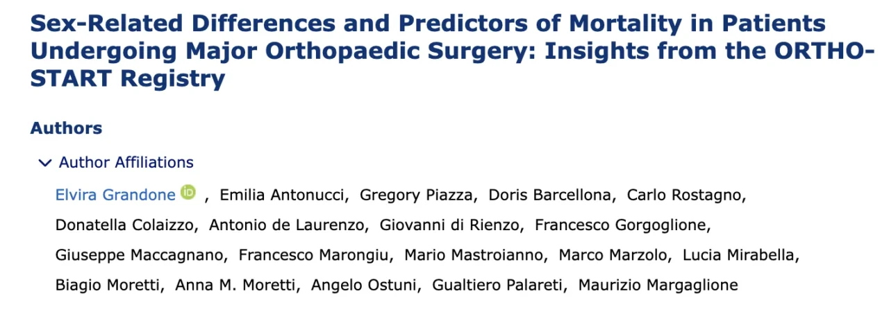 Emmanuel J. Favaloro: Understanding Sex Differences in Mortality After Major Orthopaedic Surgery