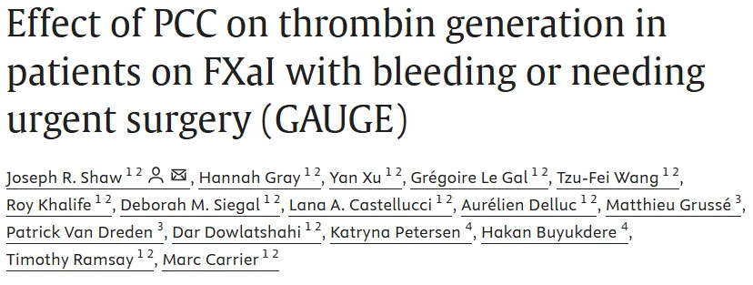 Joseph R. Shaw: Residual FXa Inhibitor Levels Influence the Hemostatic Effect of 4F-PCC