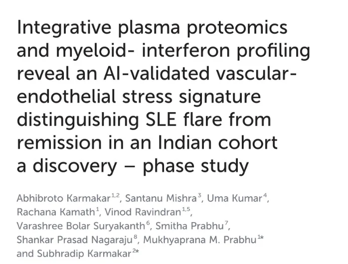 Mukhyaprana Prabhu: Advancing Precision Biomarkers in Systemic Lupus Erythematosus