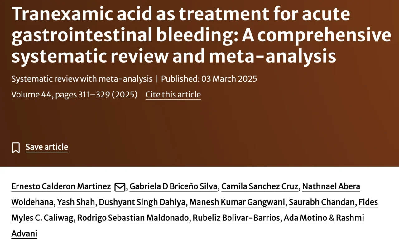 Francisco Chacón-Lozsán: Does Tranexamic Acid Still Have a Role in Gastrointestinal Bleeding?