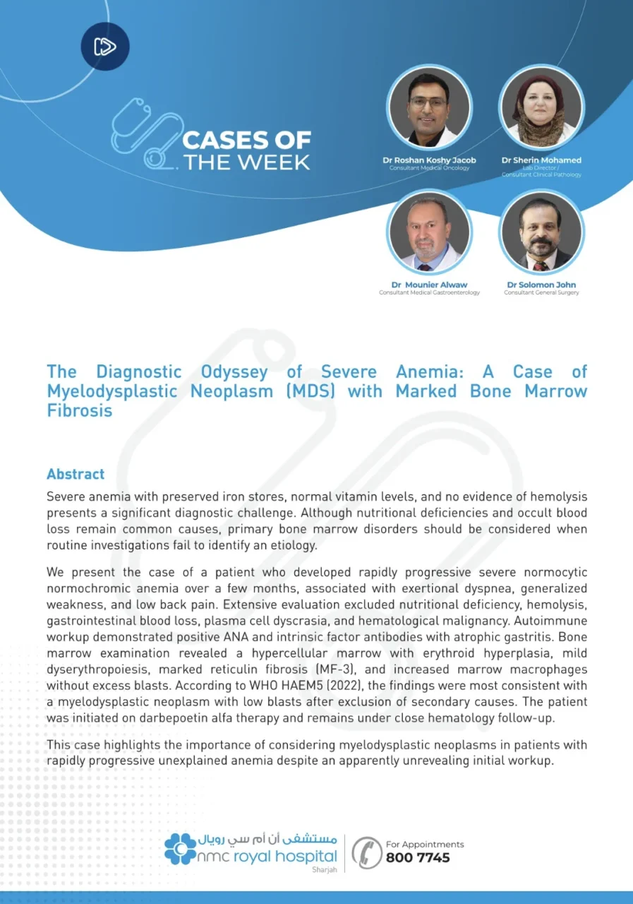 Roshan Koshy Jacob: When Unexplained Severe Anemia Points to Myelodysplastic Neoplasms