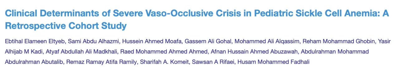Raed Ahmed: New Insights into Severe Vaso-Occlusive Crisis in Pediatric Sickle Cell Disease 1 Raed Ahmed: New Insights into Severe Vaso-Occlusive Crisis in Pediatric Sickle Cell Disease