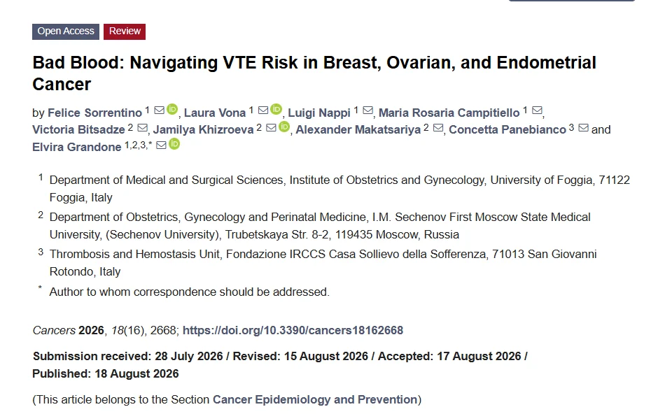 Elvira Grandone: Cancer and Thrombosis in Women - Where Do We Stand? 1 Elvira Grandone