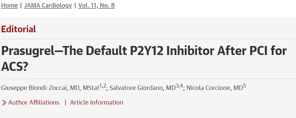 Choosing the Right P2Y12 Inhibitor After PCI - JAMA Cardiology