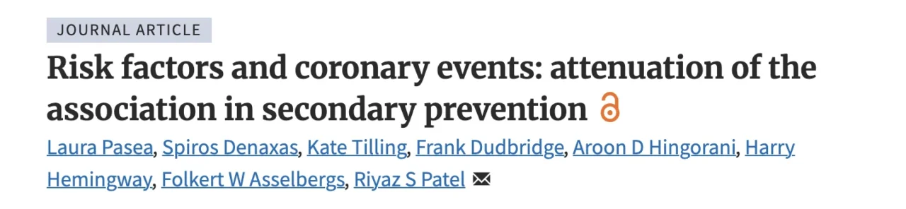 Spiros Denaxas: The Risk Factor Paradox in Recurrent Heart Disease 1 Spiros Denaxas: The Risk Factor Paradox in Recurrent Heart Disease
