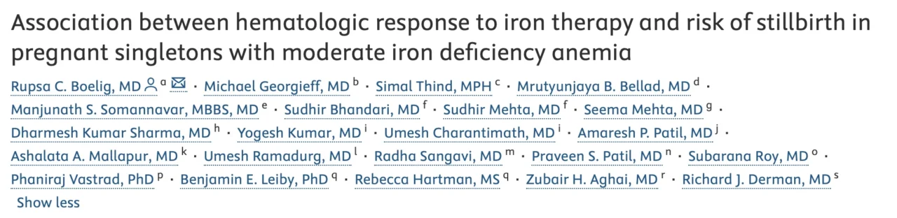 Christopher Robinson: Hematologic Response to Iron Therapy and Stillbirth Risk