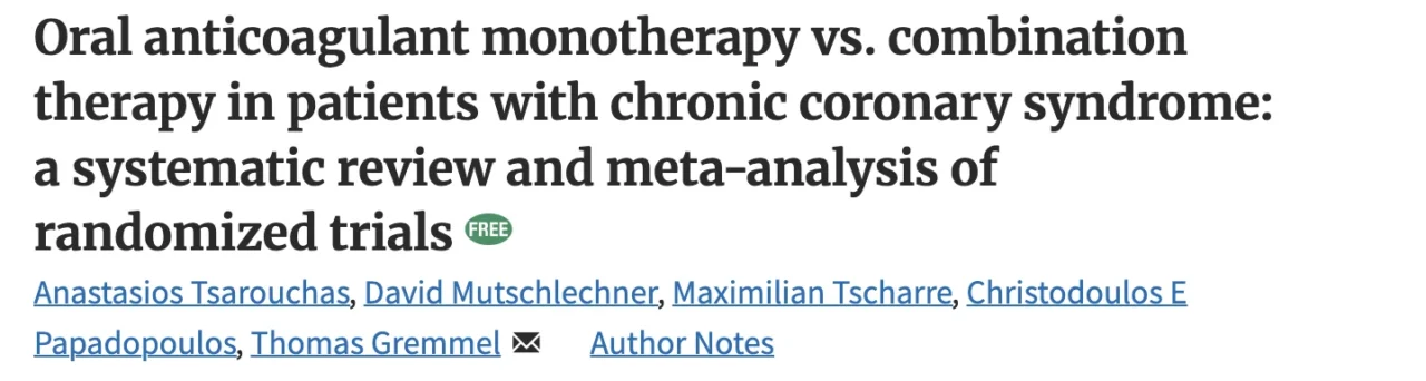 Christodoulos Papadopoulos: Oral Anticoagulation Monotherapy in Chronic Coronary Syndrome