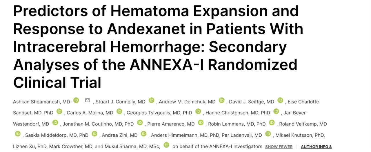 Ashkan Shoamanesh: ANNEXa-I Analyses Inform Individualized Treatment in Intracranial Hemorrhage