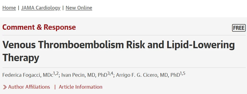 Arrigo F.G. Cicero: Bempedoic Acid and Venous Thromboembolism Risk 1 Arrigo F.G. Cicero: Bempedoic Acid and Venous Thromboembolism Risk