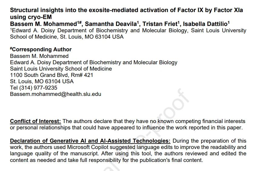 Bassem M. Mohammed: New Cryo-EM Study Reveals How Factor XIa Activates Factor IX 1 Bassem M. Mohammed