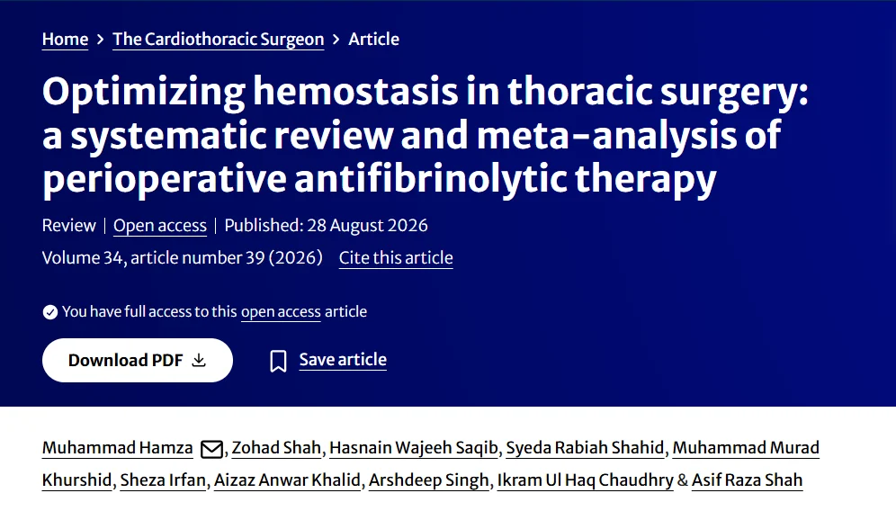 Syed Zohad Shah: Reducing Blood Loss and Hospital Stays in Non-Cardiac Thoracic Surgery 1 Syed Zohad Shah