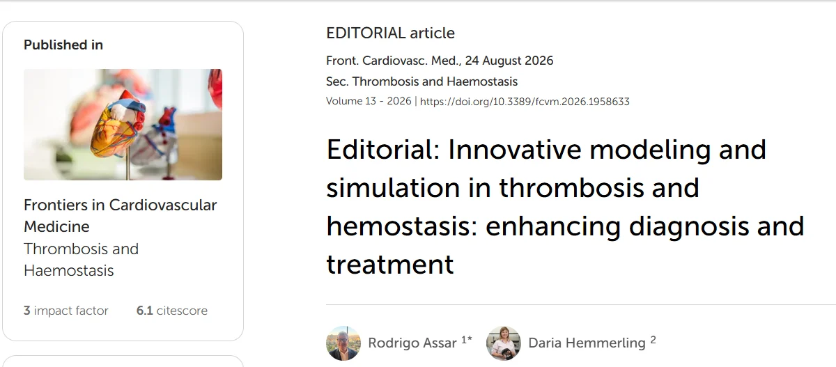 Rodrigo Assar: Modeling and Simulation to Improve Thrombosis and Hemostasis Care 1 Rodrigo Assar: Modeling and Simulation to Improve Thrombosis and Hemostasis Care