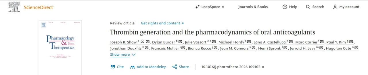 Joseph R. Shaw: Thrombin Generation and the Pharmacodynamics of Oral Anticoagulants