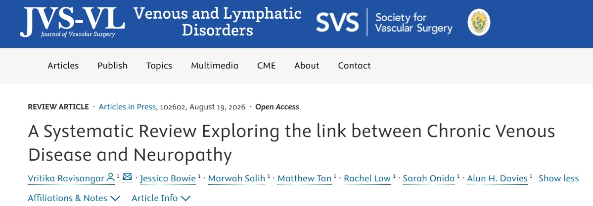 Raghavendra Rao: The Link Between Neuropathy and Chronic Venous Disease 1 Raghavendra Rao: The Link Between Neuropathy and Chronic Venous Disease