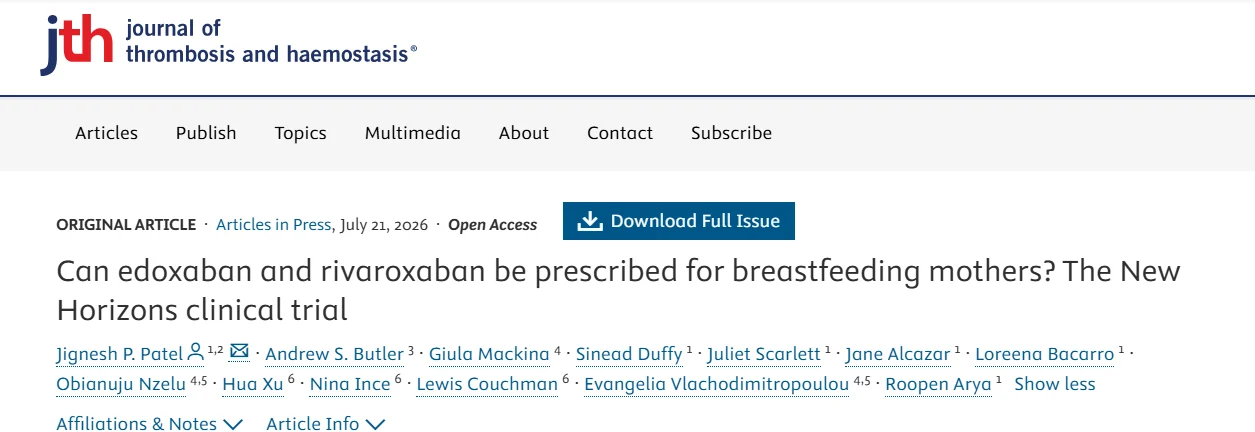 Jignesh Patel: Can Edoxaban and Rivaroxaban Be Prescribed for Breastfeeding Mothers?