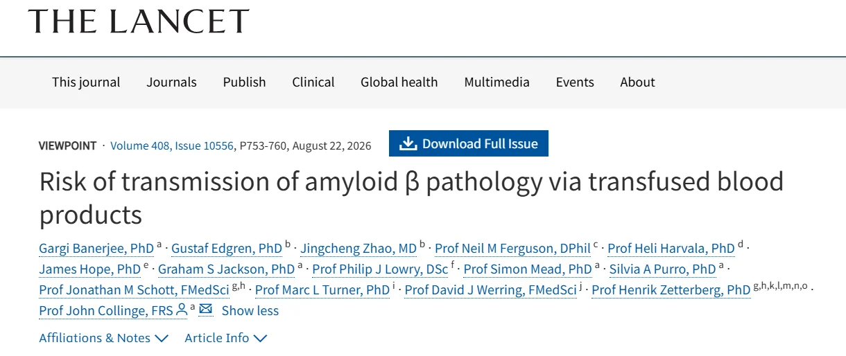 Abdul Mannan: Can Amyloid-β Be Transmitted via Blood Components?