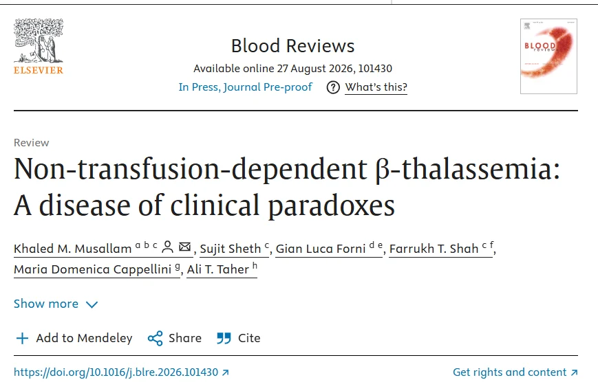 Khaled Musallam: Navigating the Complex Paradoxes of Non-Transfusion-Dependent Thalassemia