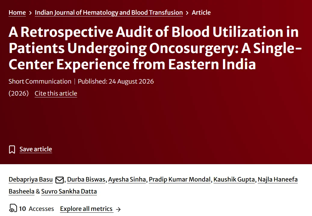 Suvro Sankha Datta: Reducing Unnecessary Blood Ordering in Oncologic Surgery 1 Suvro Sankha Datta: Reducing Unnecessary Blood Ordering in Oncologic Surgery