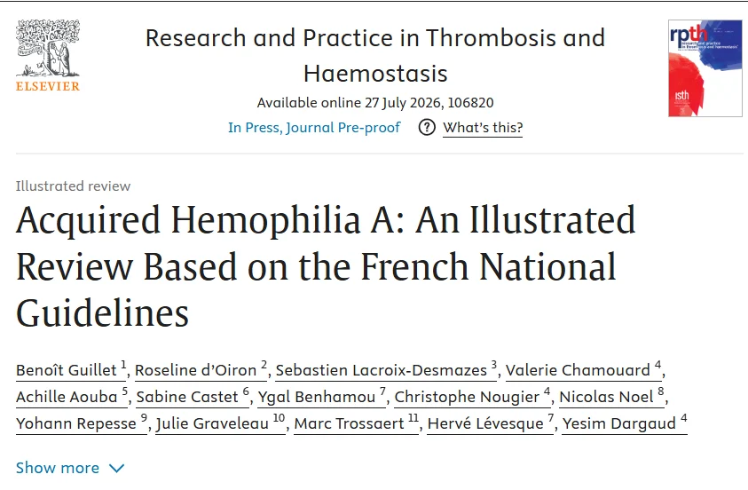 New French Guidelines for Acquired Hemophilia A - CRH French Reference Center for Hemophilia Lyon