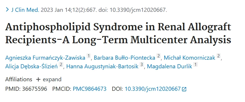 Chokri Ben Lamine: Antiphospholipid Syndrome After Kidney Transplantation