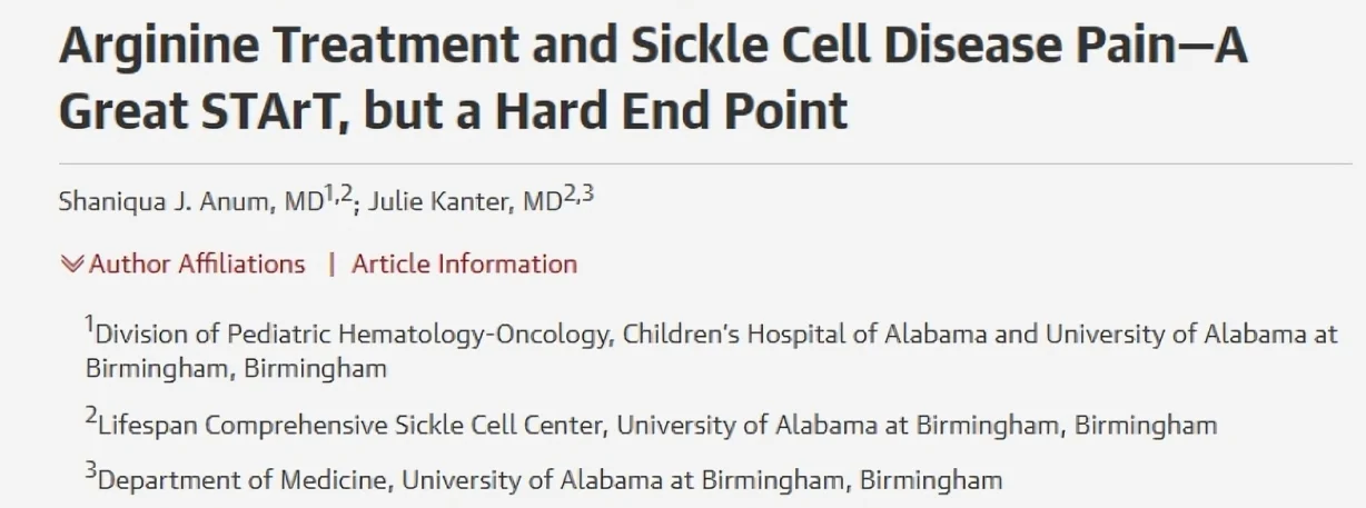 Intravenous Arginine Fails to Reduce Acute Sickle Cell Pain - JAMA