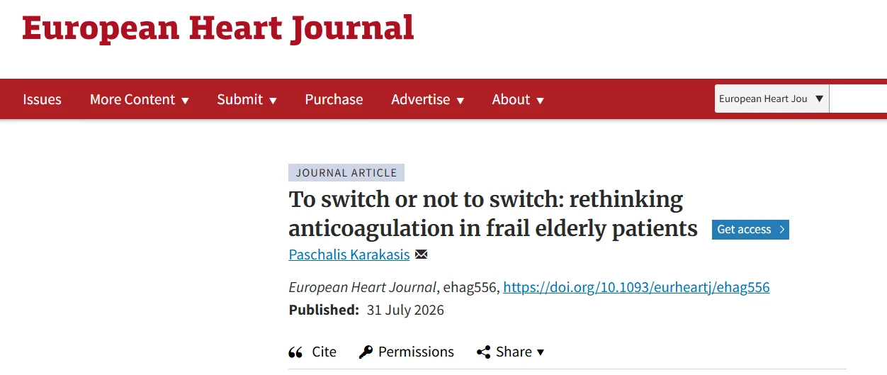 Pall T. Onundarson: Real-World Evidence Challenges Routine DOAC Switching in Frail Older Adults with AF