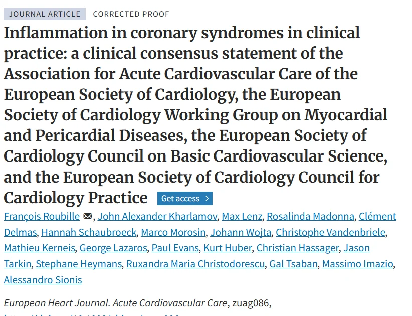 Francois Roubille: New ESC Consensus on Inflammation in Coronary Syndromes 1 Francois Roubille: New ESC Consensus on Inflammation in Coronary Syndromes