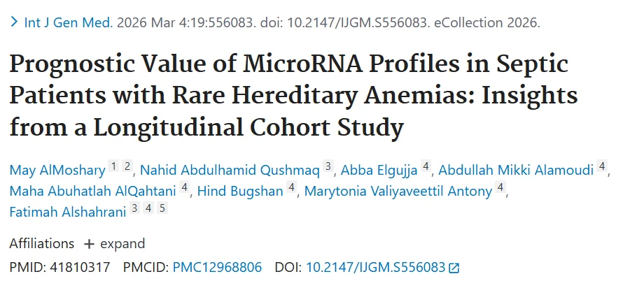 Nahid A. Qushmaq: MicroRNAs as Prognostic Biomarkers in Septic Patients 1 Nahid A. Qushmaq: MicroRNAs as Prognostic Biomarkers in Septic Patients