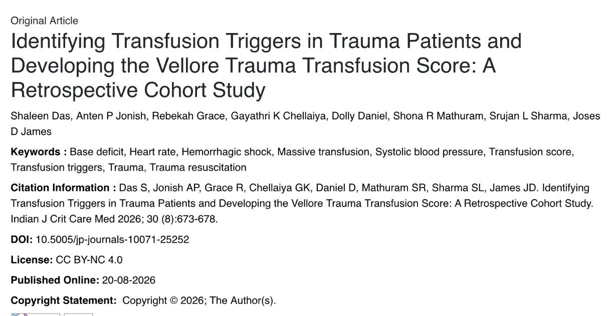 Shaleen Dass: Early Prediction of Blood Transfusion Requirements in Trauma Patients 1 Shaleen Dass: Early Prediction of Blood Transfusion Requirements in Trauma Patients