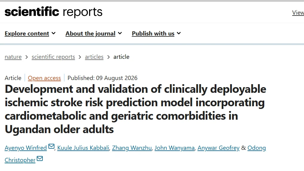 Odong Christopher: New Research on Ischemic Stroke Prediction in Uganda