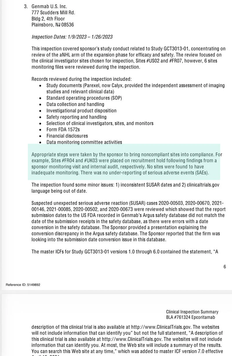 Irina Gontschar: What the Epkinly FDA Review Teaches Us About Sponsor Oversight 1 Irina Gontschar: What the Epkinly FDA Review Teaches Us About Sponsor Oversight
