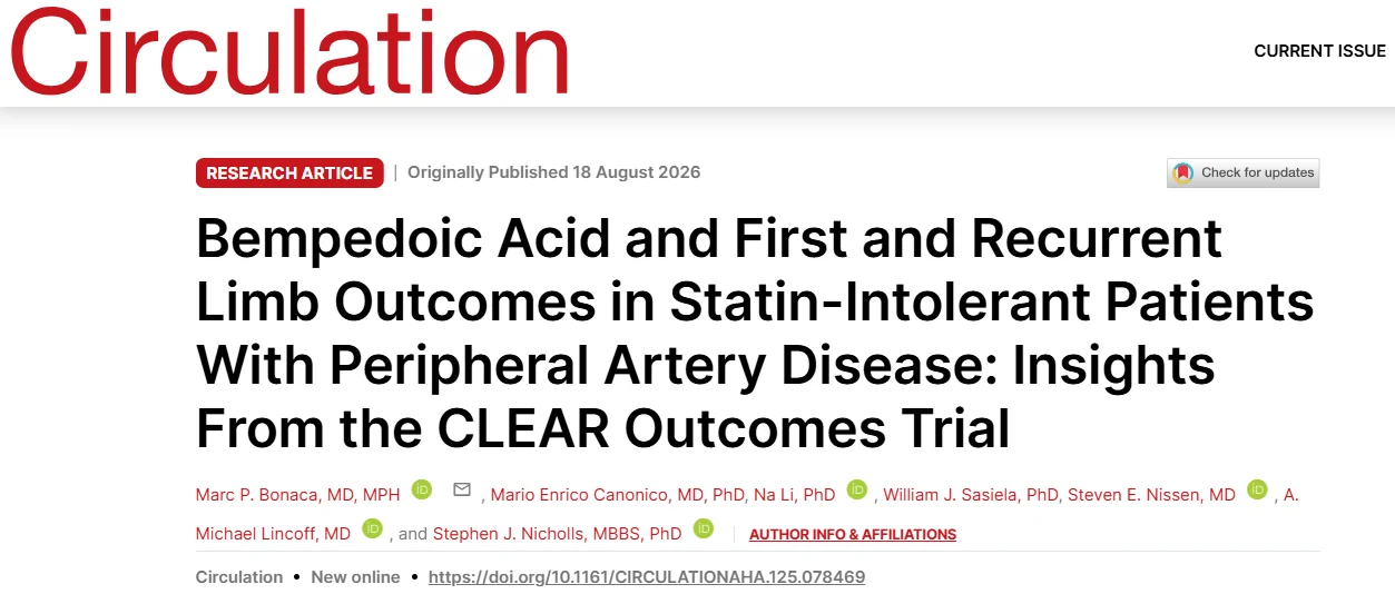 Mario Enrico Canonico։ CLEAR Outcomes Analysis Highlights Bempedoic Acid Benefits in PAD