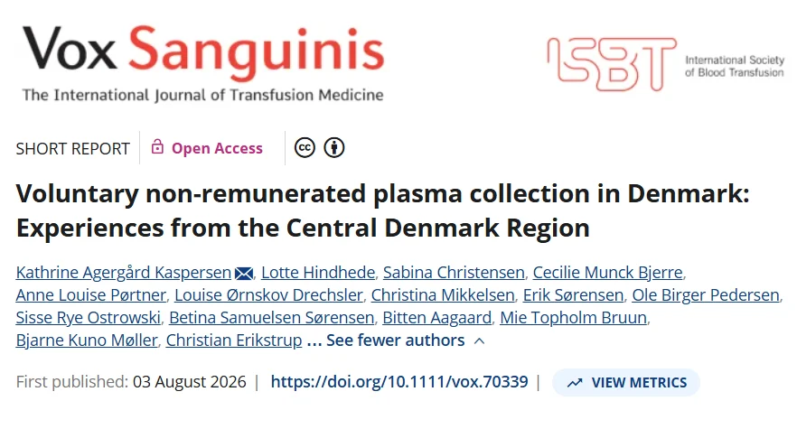 Kathrine Kaspersen: How Voluntary Plasma Donors Helped Transform Denmark’s Plasma Supply 1 Kathrine Kaspersen: How Voluntary Plasma Donors Helped Transform Denmark’s Plasma Supply