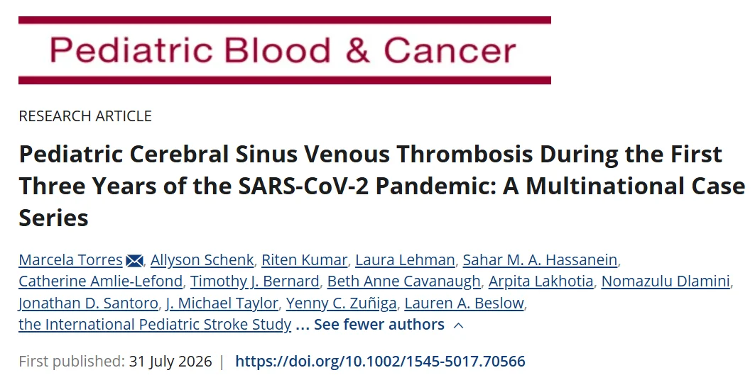 Jonathan Santoro: COVID-19 and Pediatric Cerebral Venous Thrombosis