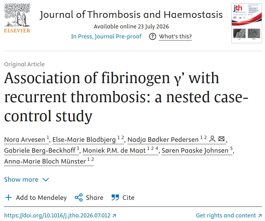 Nora Arvesen: A New Look at Fibrinogen γ′ in Thrombosis