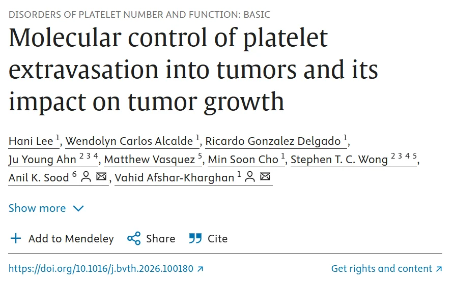 Wendolyn Carlos Alcalde: Platelets in the Tumor Microenvironment