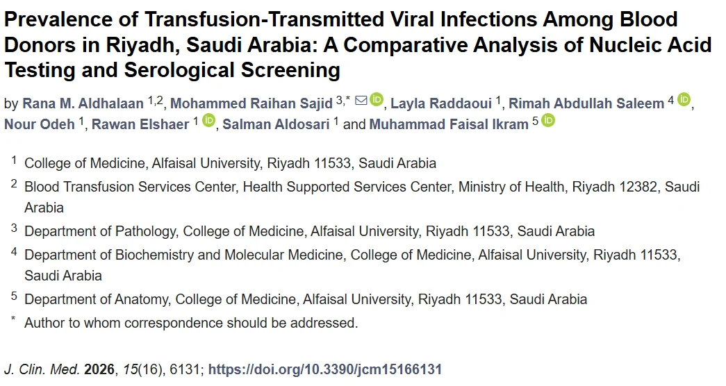 Rana Al-Dhalaan: New Study Examines Viral Infections in Blood Donors