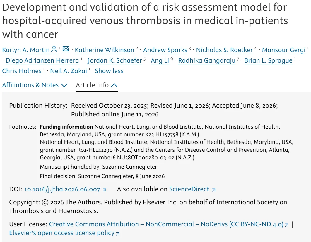 Heghine Khachatryan: When Cancer Is Not Enough to Predict VTE Risk