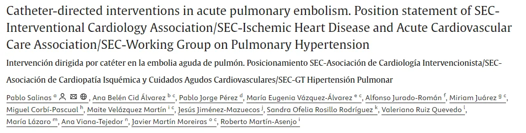 Alejandro González Veliz: Pulmonary Embolism Is Not Always an Anticoagulation-Only Problem 1 Alejandro González Veliz: Pulmonary Embolism Is Not Always an Anticoagulation-Only Problem