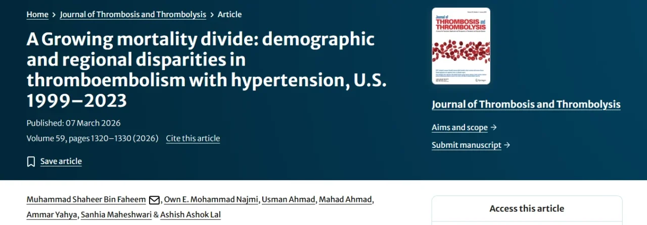 Muhammad Shaheer Bin Faheem: 25 Years of Thromboembolism and Hypertension Mortality
