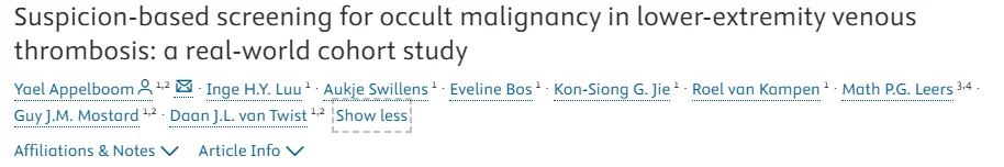Suspicion-Based Screening for Occult Malignancy in Lower Extremity Venous Thrombosis - JTH