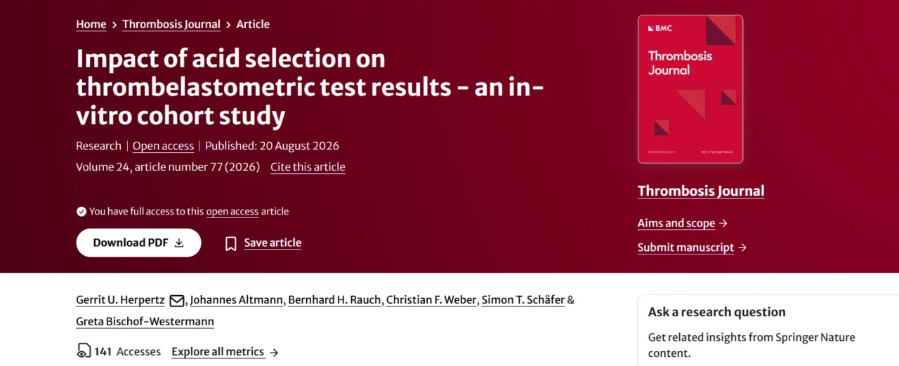 Gerrit Herpertz: Acid Selection Can Alter Thrombelastometric Test Results 1 Gerrit Herpertz: Acid Selection Can Alter Thrombelastometric Test Results
