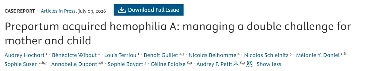 Heghine Khachatryan: Prepartum Acquired Hemophilia A and the Challenge of Maternal and Neonatal Bleeding 1 Heghine Khachatryan: Prepartum Acquired Hemophilia A and the Challenge of Maternal and Neonatal Bleeding
