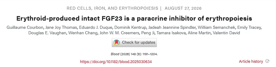 Guillaume Courbon: New Publication on Erythroid-Produced FGF23 and Its Role in Anemia 1 Guillaume Courbon